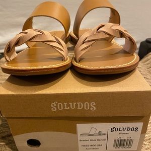 Soludos Braided Slide Sandals Tan Acorn NWT